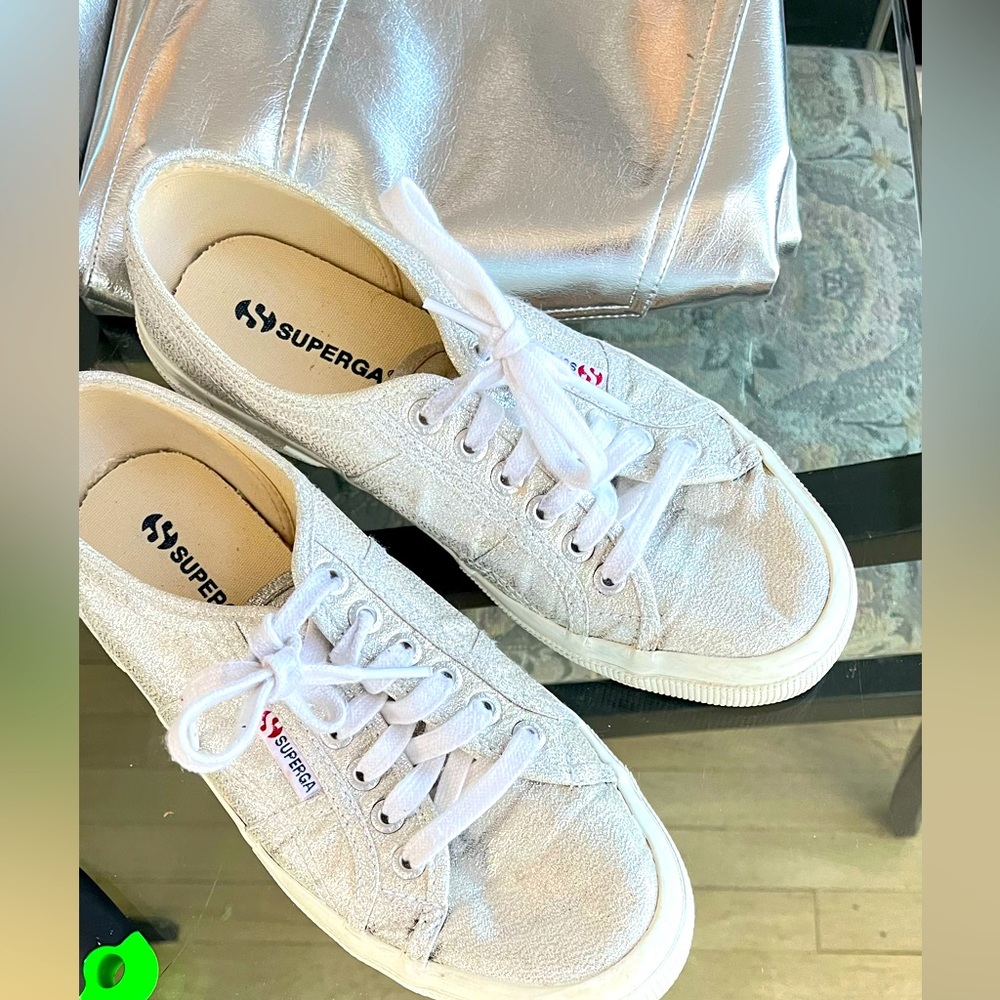 Superga Silver Metallic Sneakers 39.5